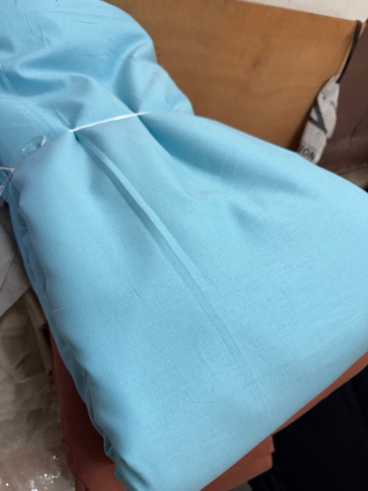 Buy Rare Cotton Linen Sky Blue Solid Fabric