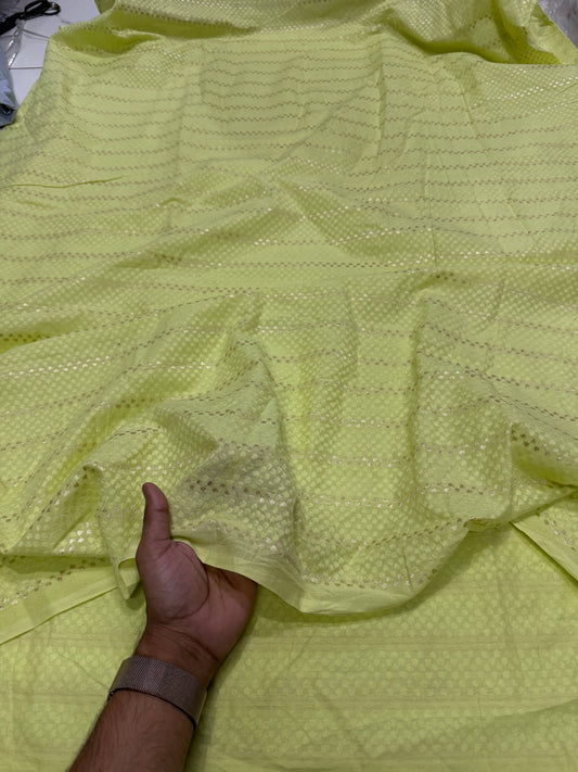 Buy Cotton Baby Green Jacquard Zari Fabric