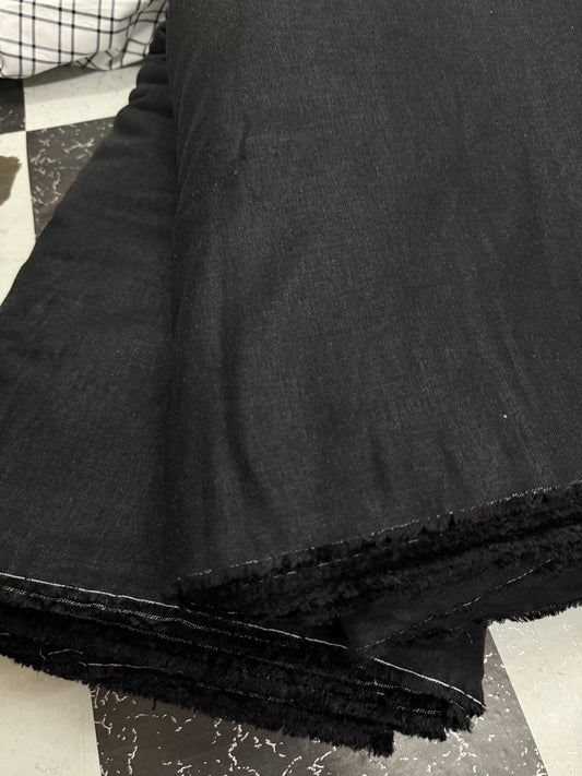 Buy Pure Linen Solid Black Fabric