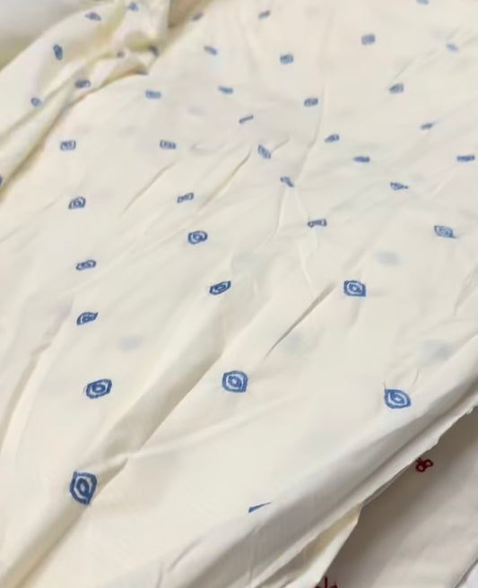 Buy Poplin Yellow Stripe Evil Eye Embroidery Fabric