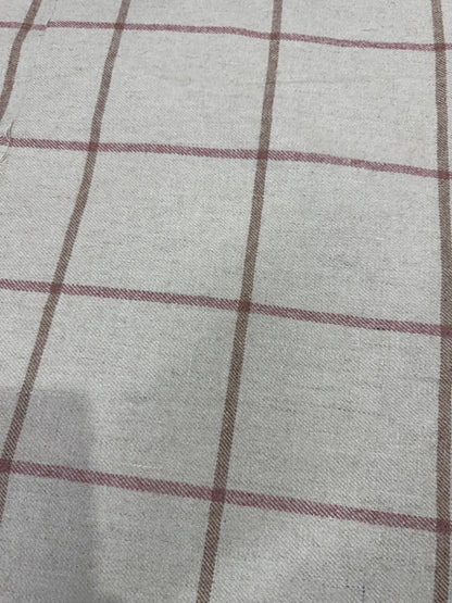 Woollen Pashmina Twill Nude Check Shirting Fabric