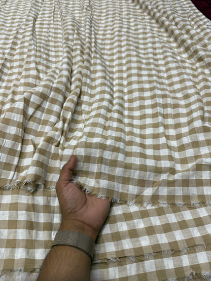 Premium Seersucker Coffee Check Fabric