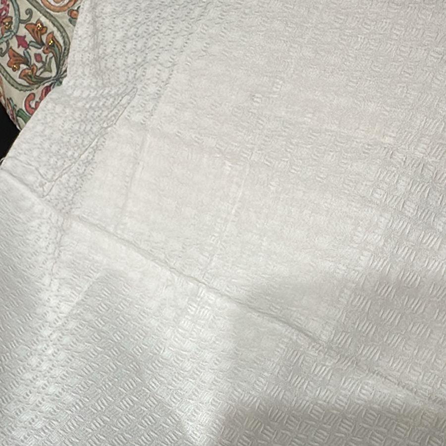 Buy Cotton Dobby Texture Smal Square White Fabric