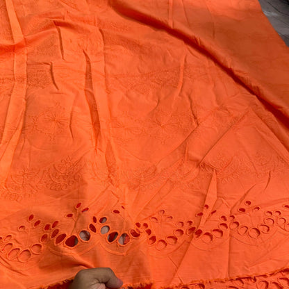 Buy Cotton Hakoba Orange Below Embroidery
