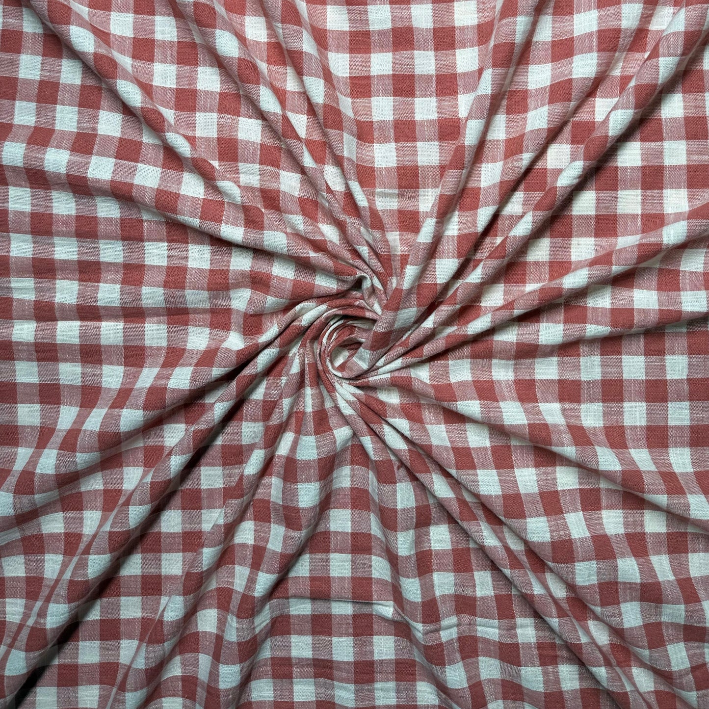 Buy Cotton Linen Pink Check Fabric