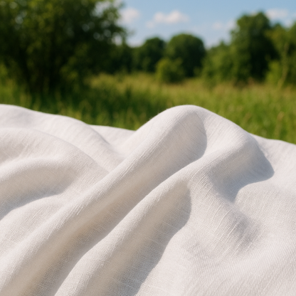 Buy Lab Certified Pure Linen Solid White Fabric