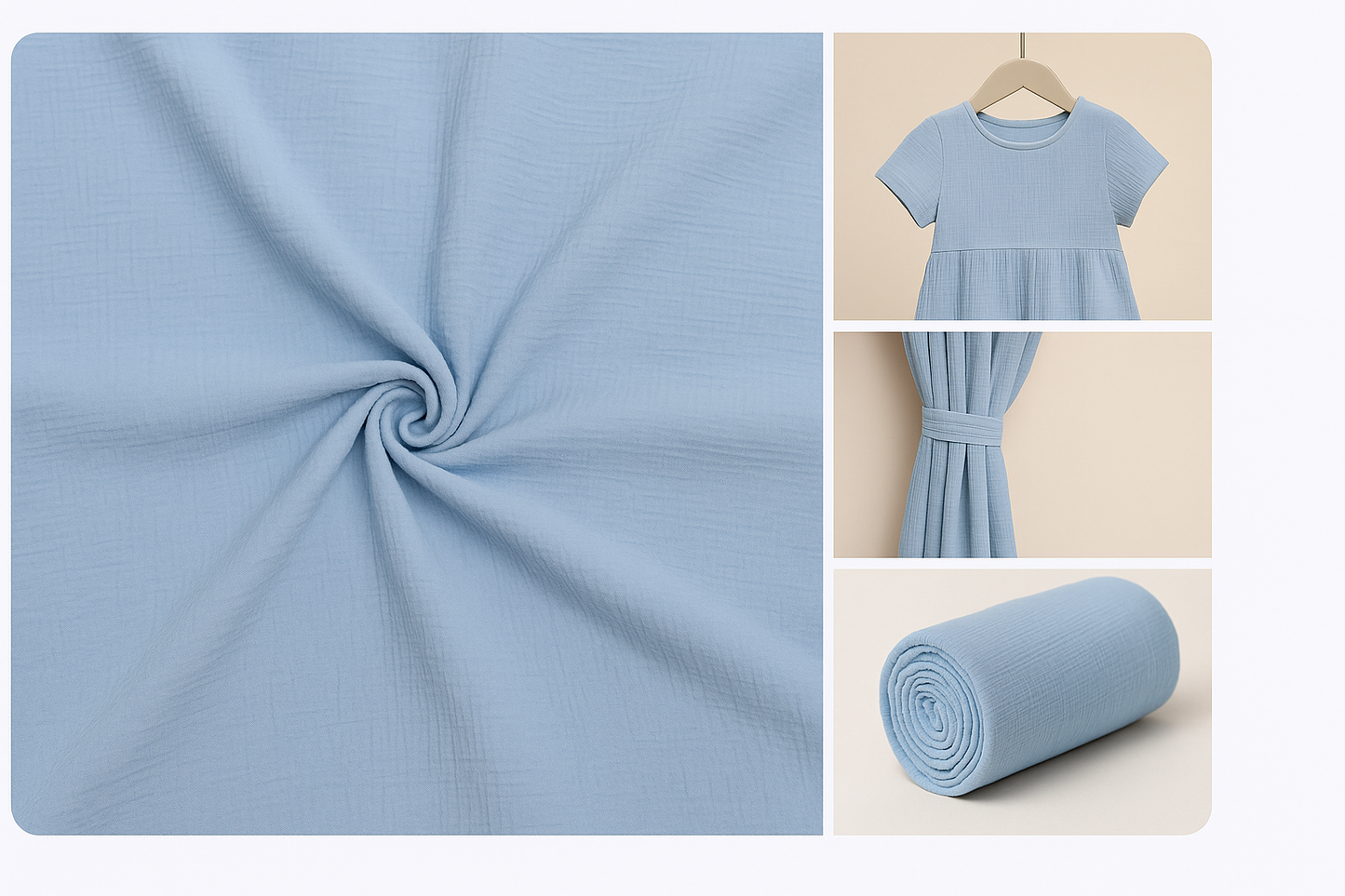 CRINKLED CREPE DUST BLUE