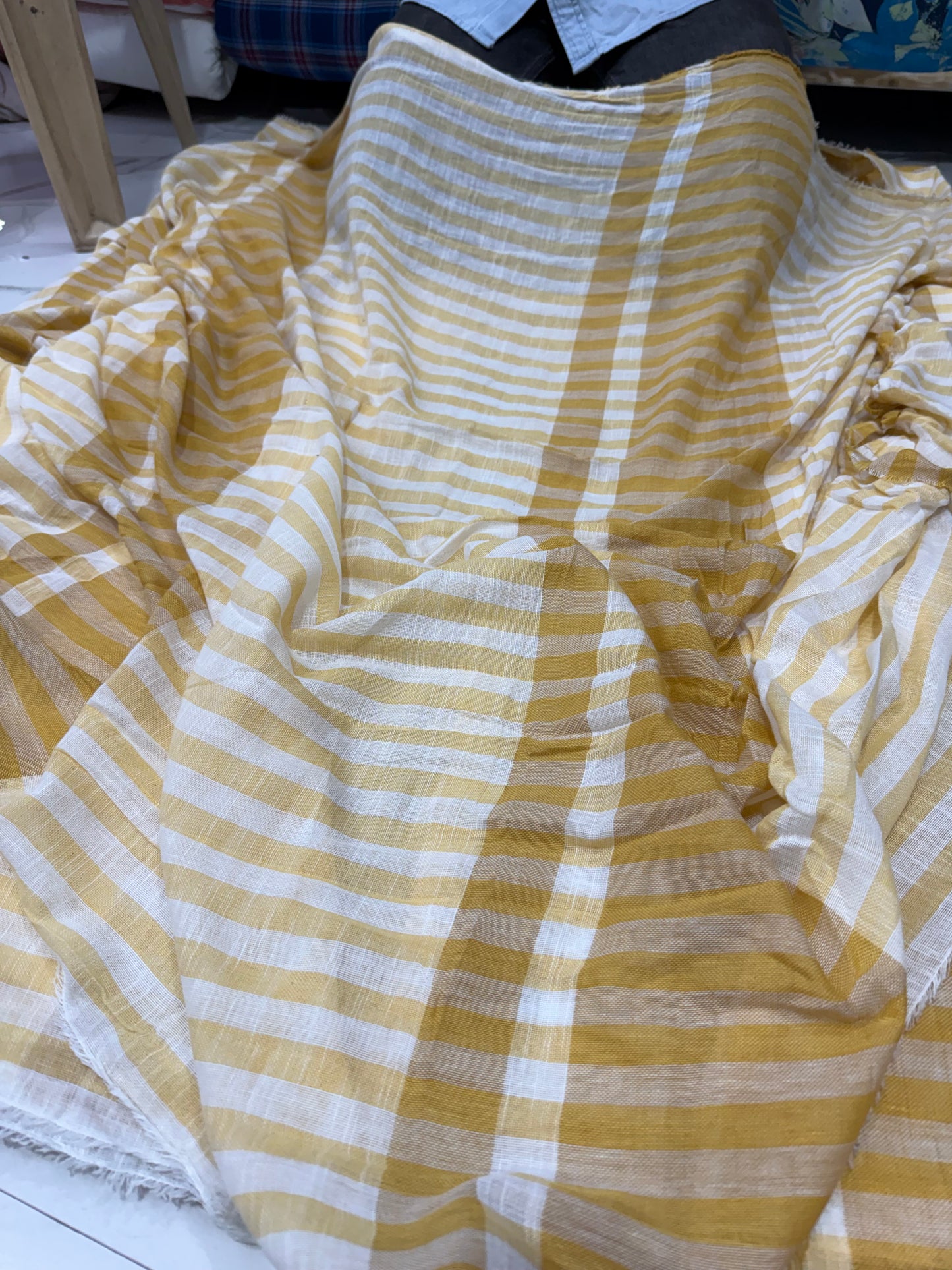 Buy Cotton Gauge Yellow Shade Stripe Fabric