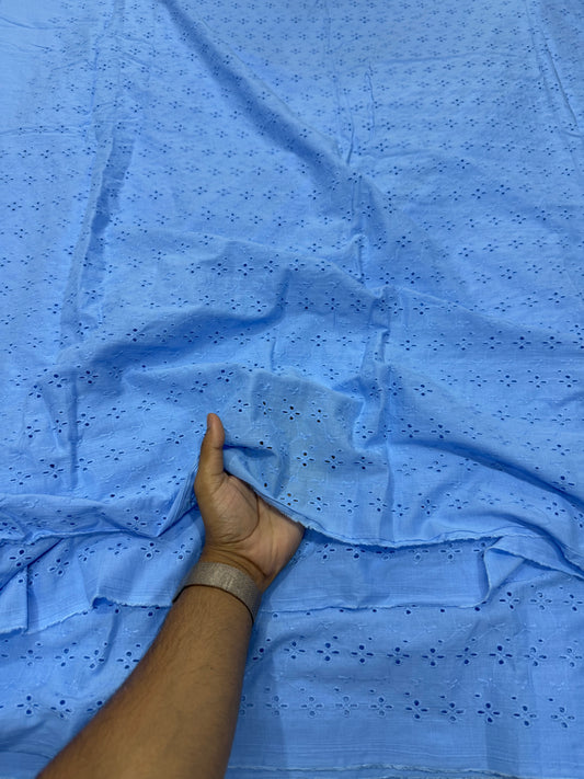Buy Hakoba Aqua Blue Flower Cutwork Joining Fabric