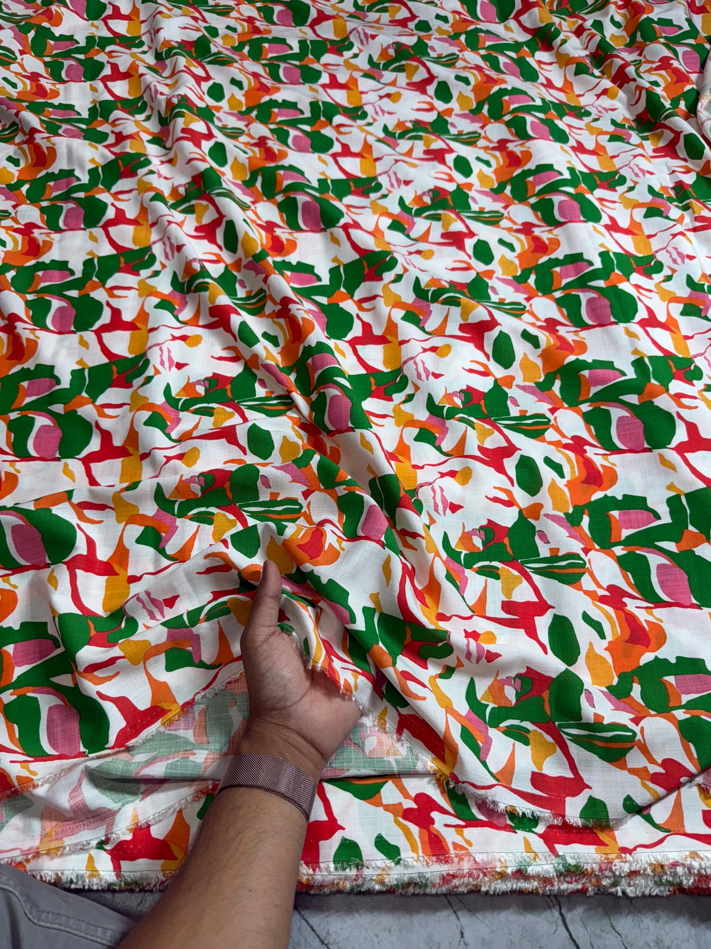 Buy Cotton Linen Abstract Printed Fabric