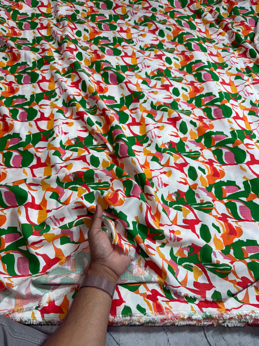 Buy Cotton Linen Abstract Printed Fabric