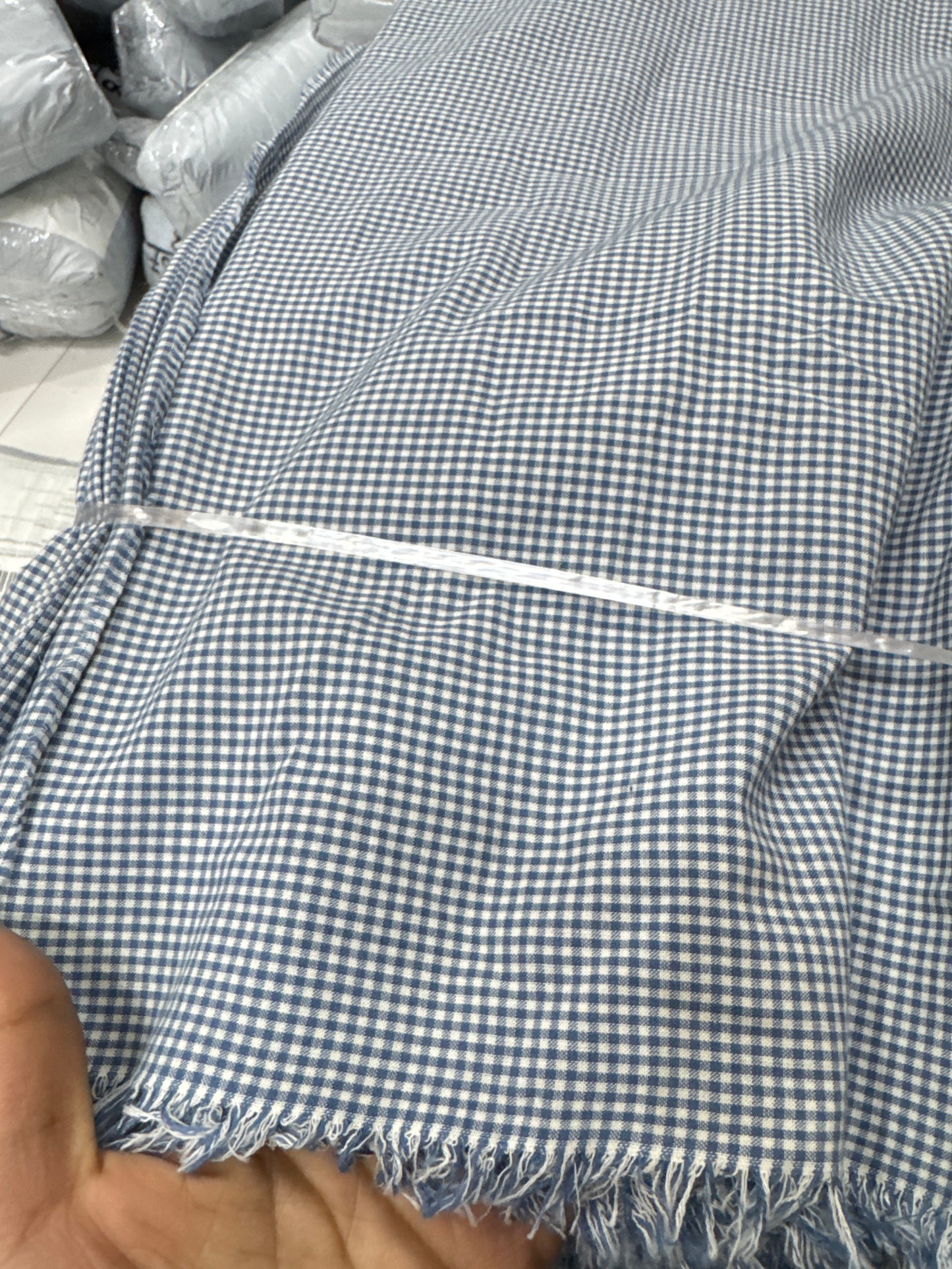 Buy Cotton Checks Fabric - Blue Gingham Fabric India