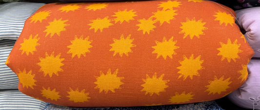 Buy Pure Linen Orange Base Yellow Star Fabric