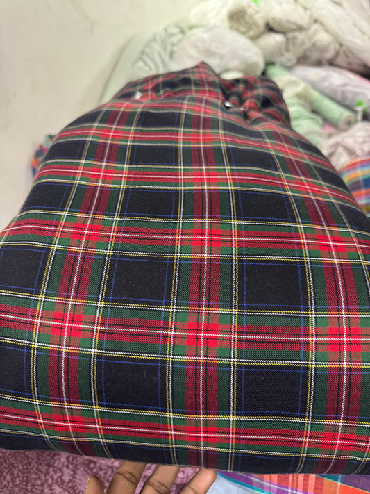 Buy Arvind Mill Cotton Twill Typical British Green Red Check Fabric