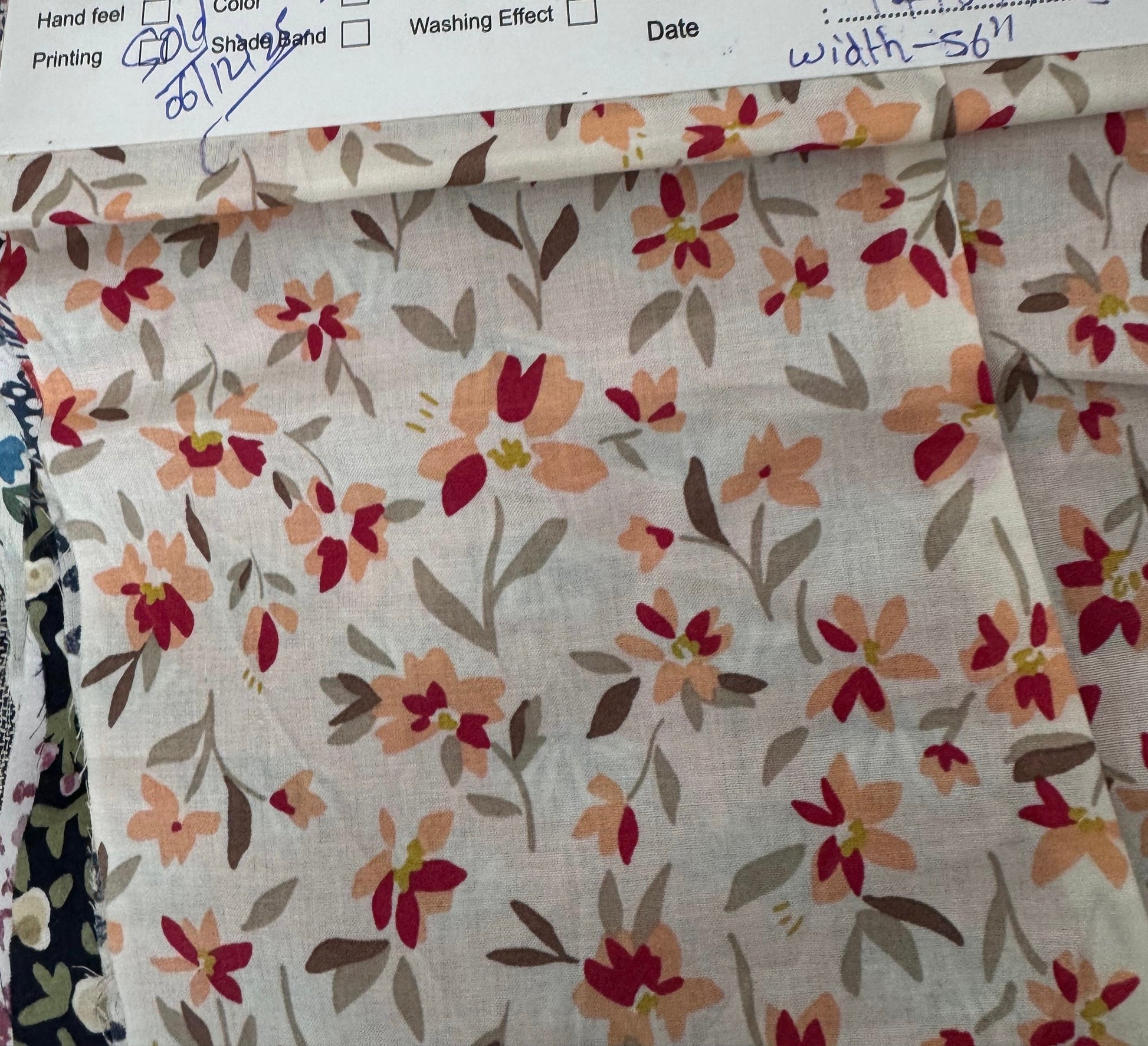 Buy Mul Cotton Red Peach Summery Flower Printed Fabric - MAF