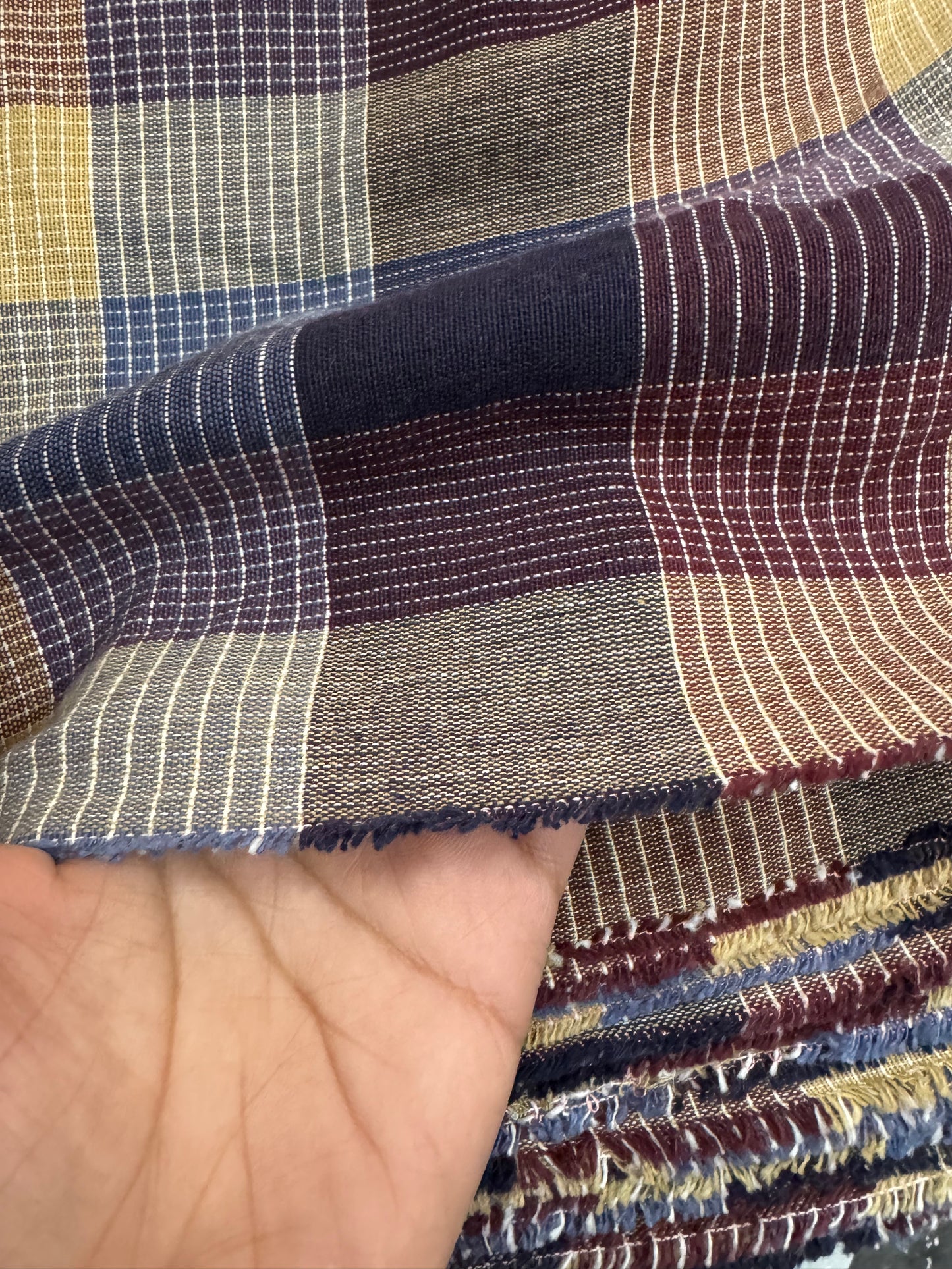 Buy Soft Cotton Multicolour Thin Stripe Added Fabric India