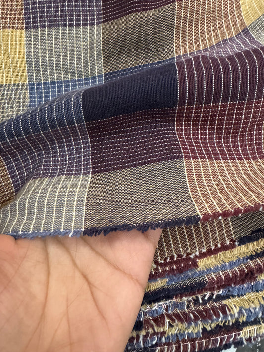 Buy Soft Cotton Multicolour Thin Stripe Added Fabric India