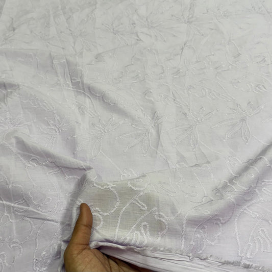 Buy Hakoba Lavender Threadwork Tropical Leave Fabric