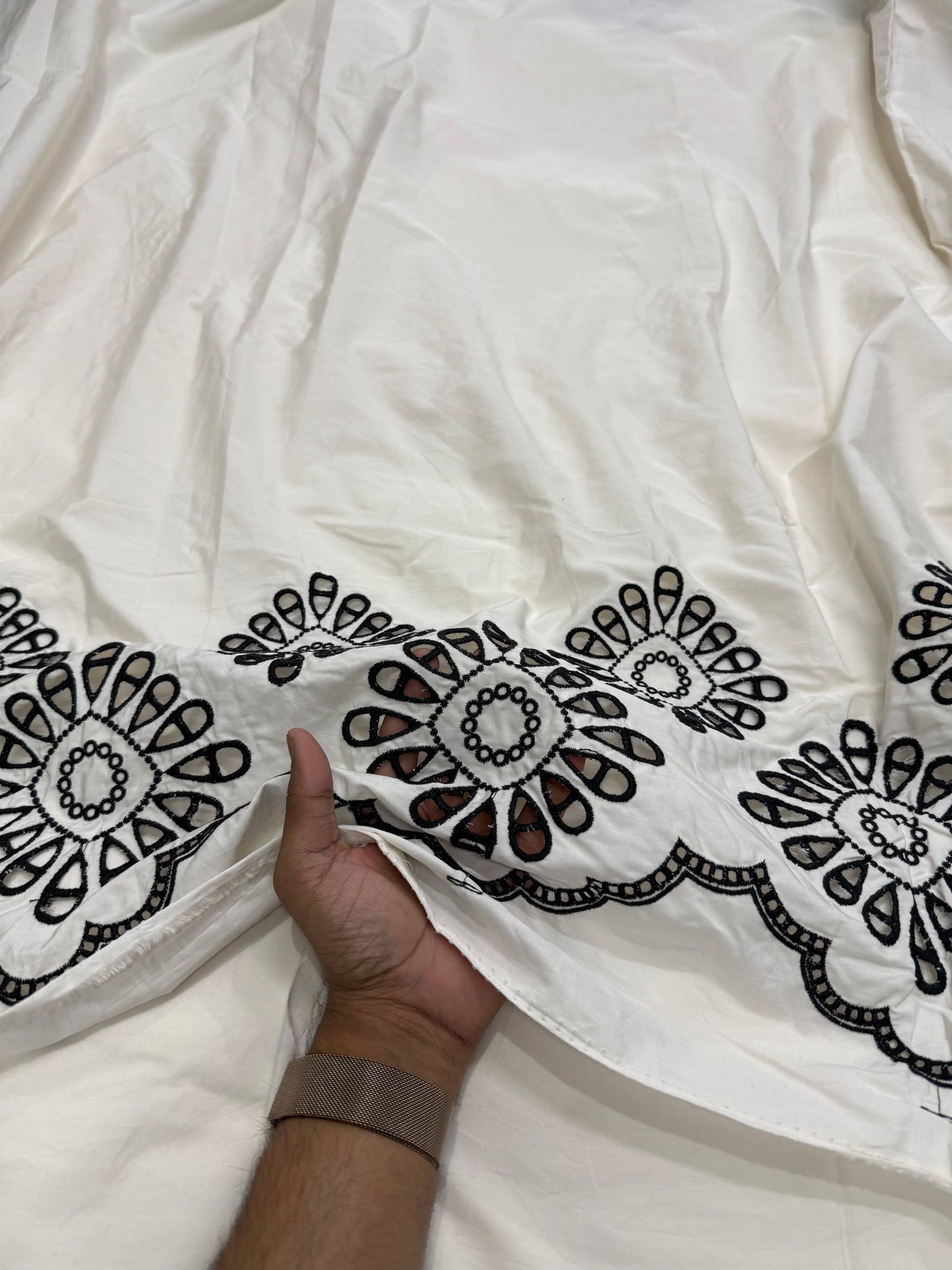 Buy Silk Hakoba Border Black Design Fabric