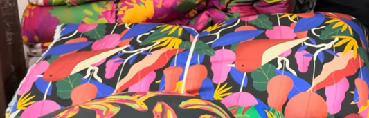 Buy Cotton Viscose Twill Color Parrot Printed Fabric