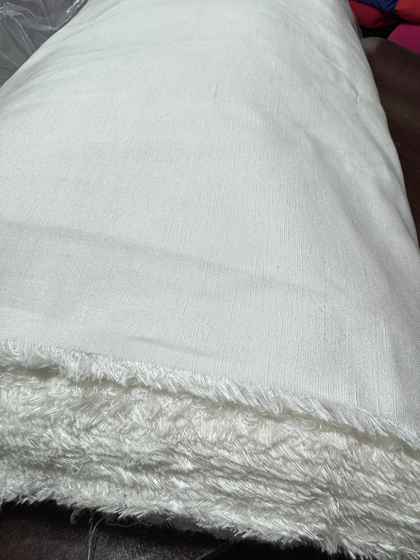 Buy Pure Linen Solid White Safari Fabric