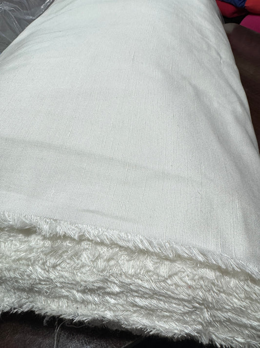 Buy Pure Linen Solid White Safari Fabric