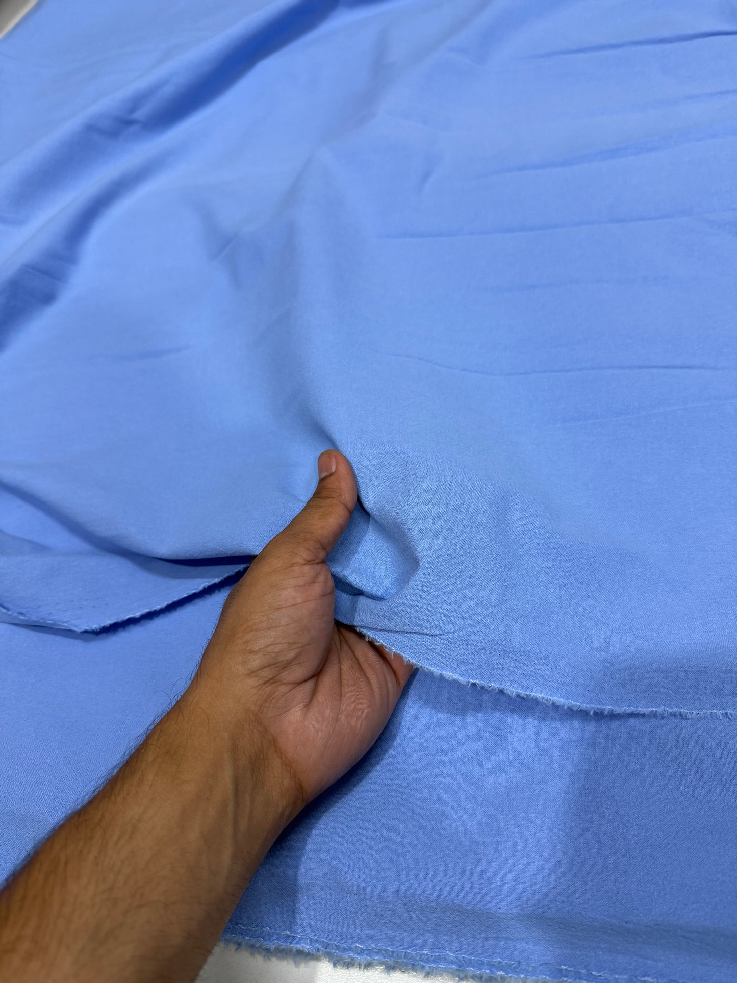 Buy Crimp Cotton Solid Official Blue Printed Fabric