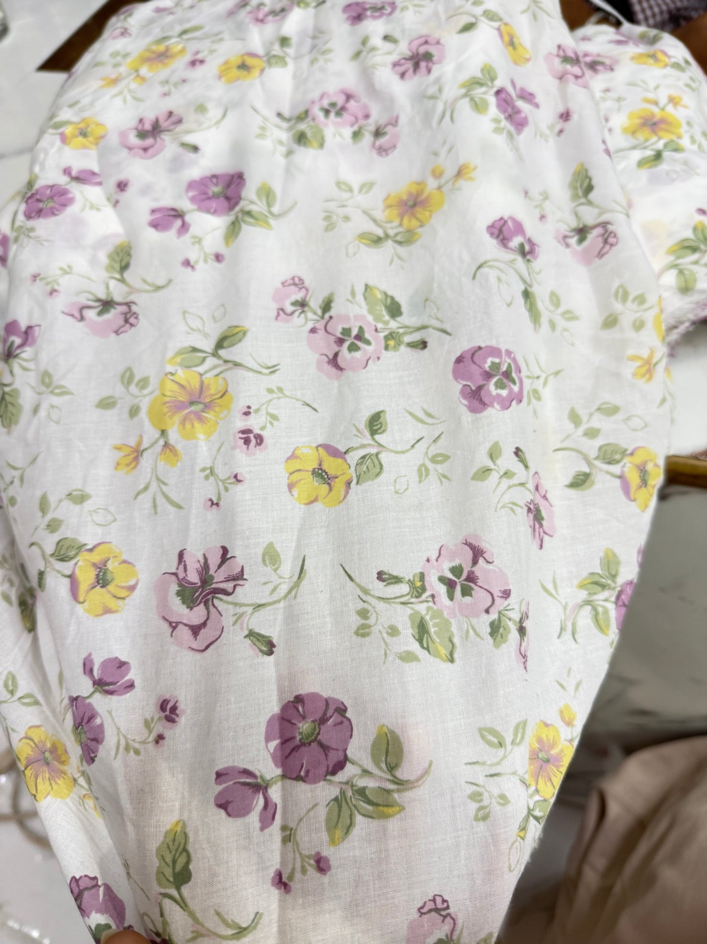 Buy Mul Cotton White Base Soothing Floral Printed Fabric