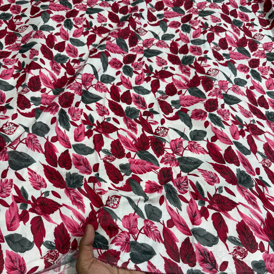 Buy Cotton Linen Red Fall Printed Fabric