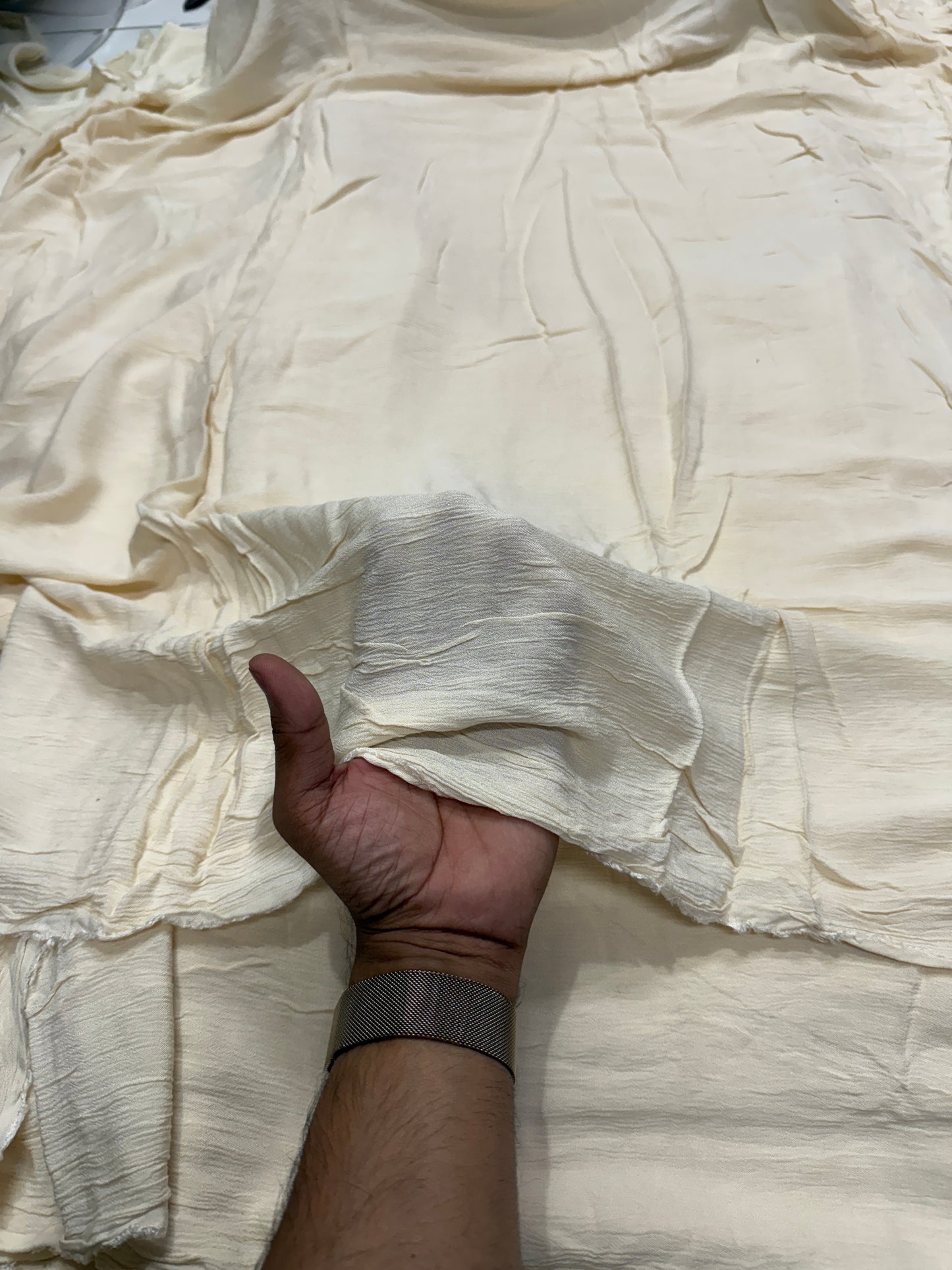 Buy Pure Chiffon Solid Beige Fabric