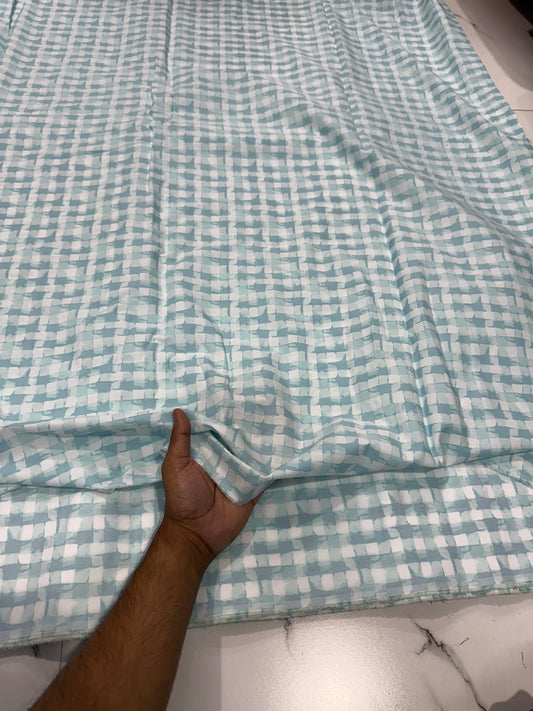 Buy 50s Poplin Classy Mint Check Printed Fabric