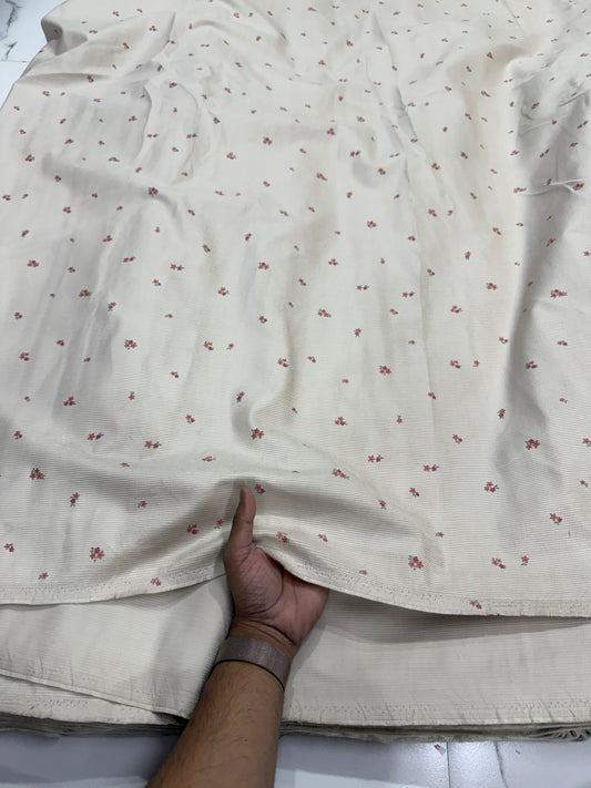 Buy Corduroy Solid Beige Base Floral Print 11 Wale Fabric 