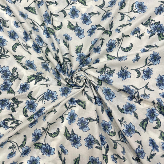 Buy Cotton Cambric Bluebell Floral Fabric