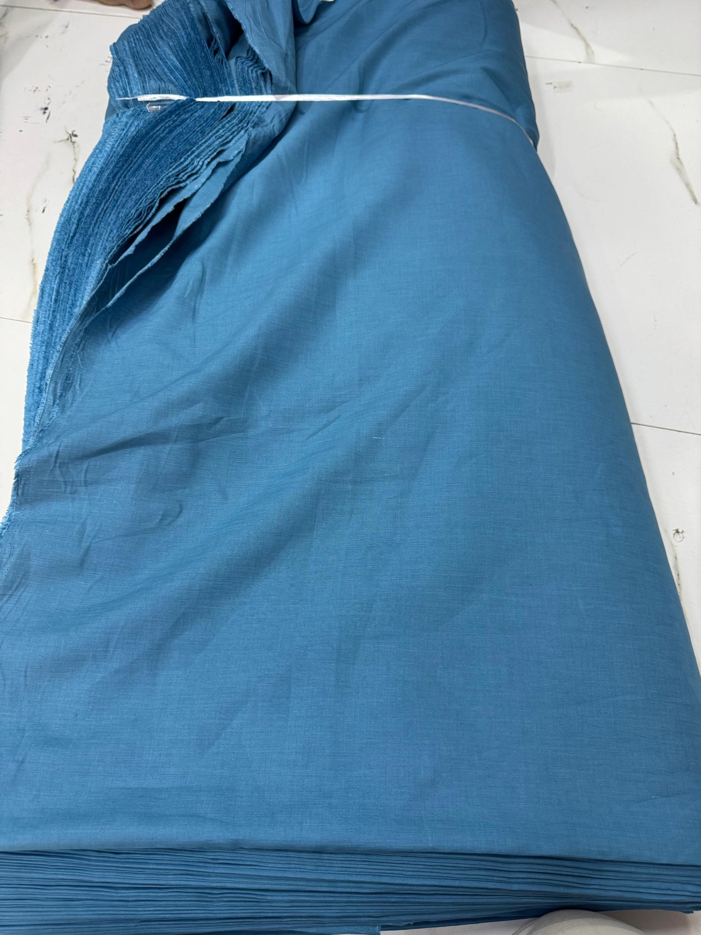 Buy Lab Certified Pure Linen Cotton Solid Stone Blue Fabric