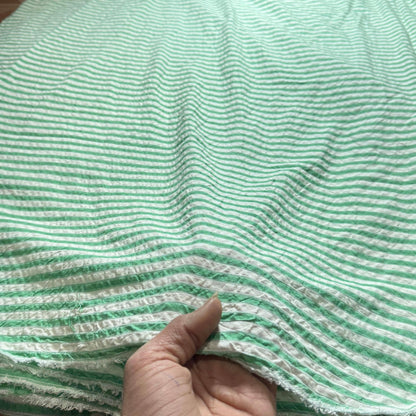 Premium Seersucker Formal Green Stripe Fabric