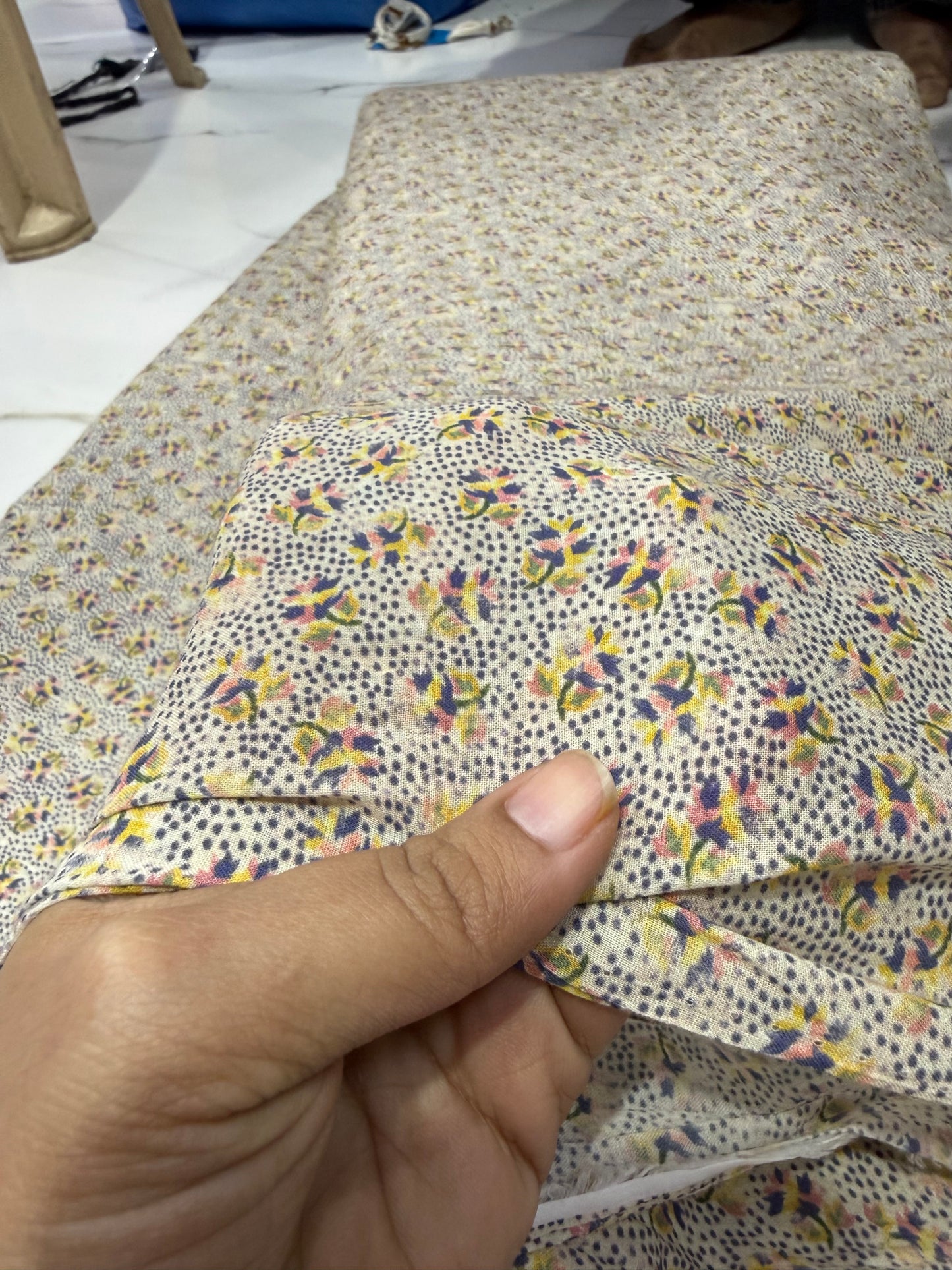 Buy Mul Cotton Butterfly Like Flower Printed Fabric