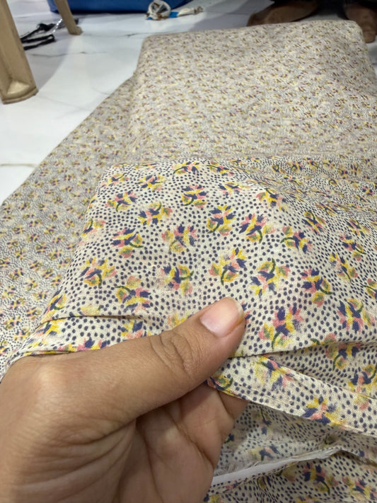 Buy Mul Cotton Butterfly Like Flower Printed Fabric