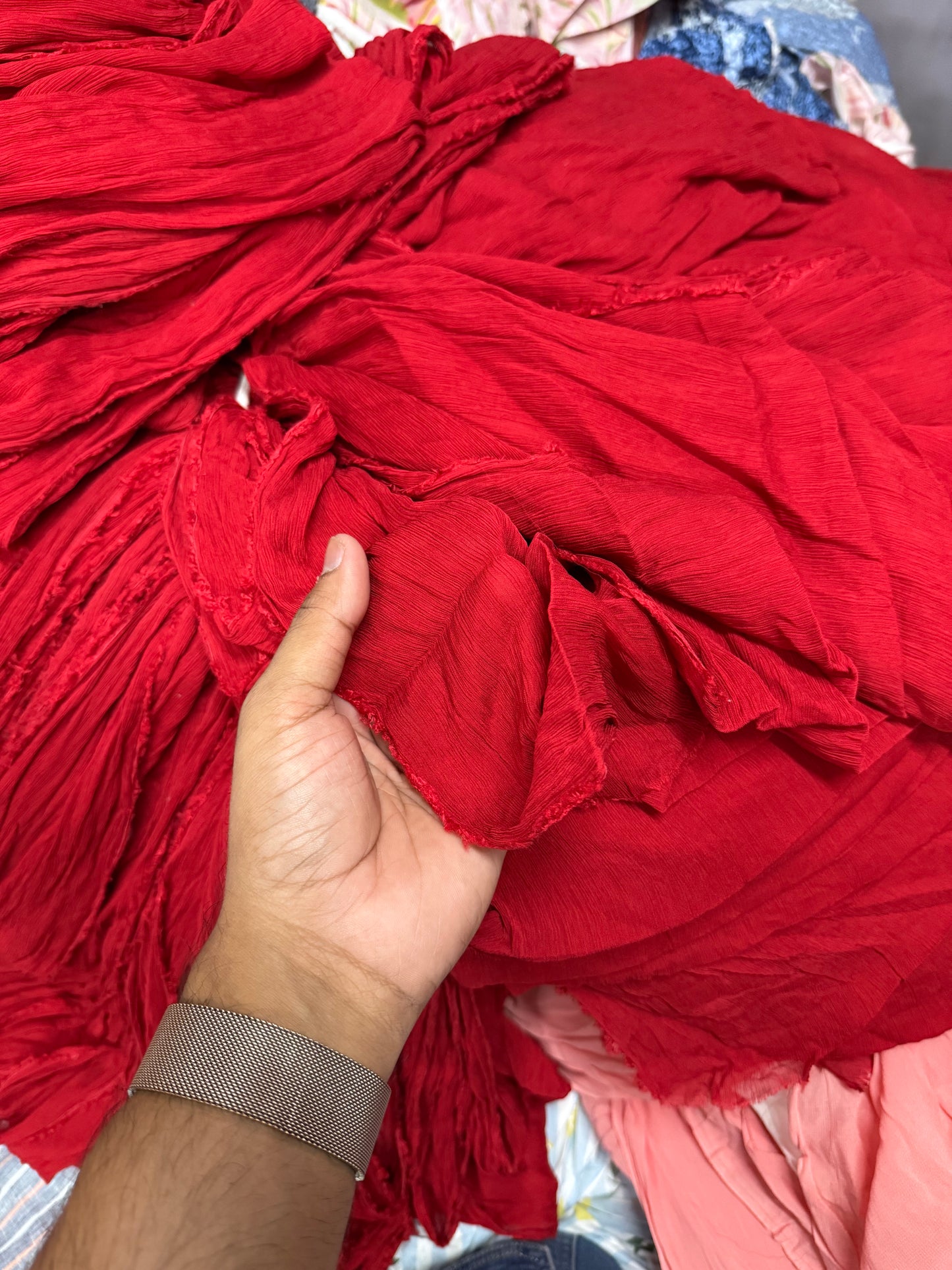 Buy Pure Chiffon Solid Red Fabric