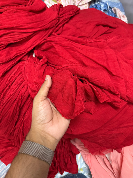 Buy Pure Chiffon Solid Red Fabric
