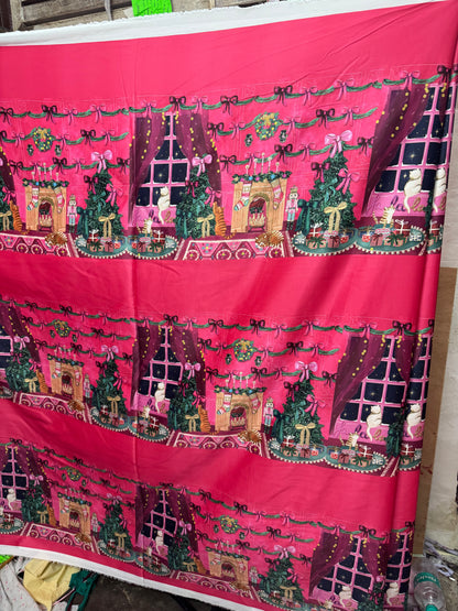 Buy Italian Silk Cat Christmas Printed Fabric