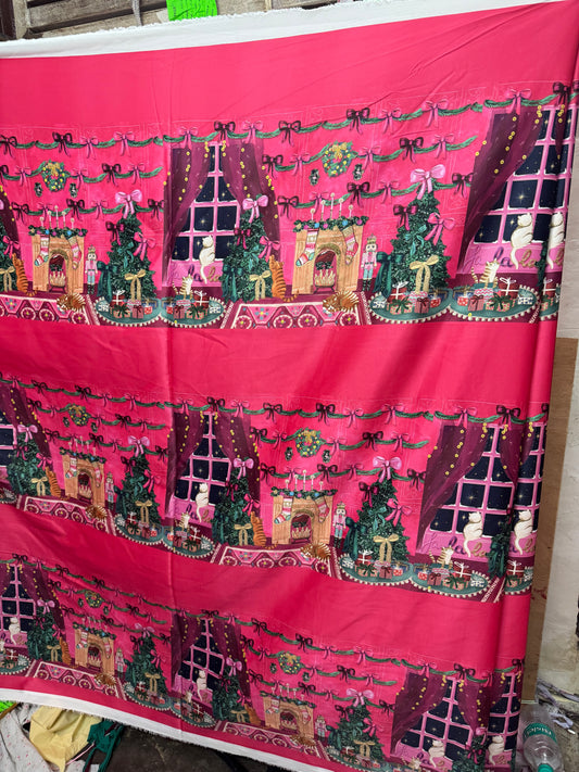 Buy Italian Silk Cat Christmas Printed Fabric