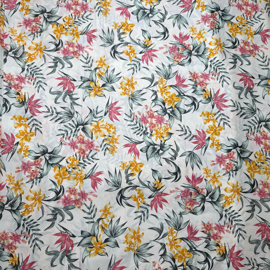 Buy Viscose Rayon Long Leaf Printed Fabric