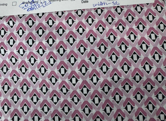 Buy Mul Cotton Pink Black Abstract Box Printed Fabric - MAF