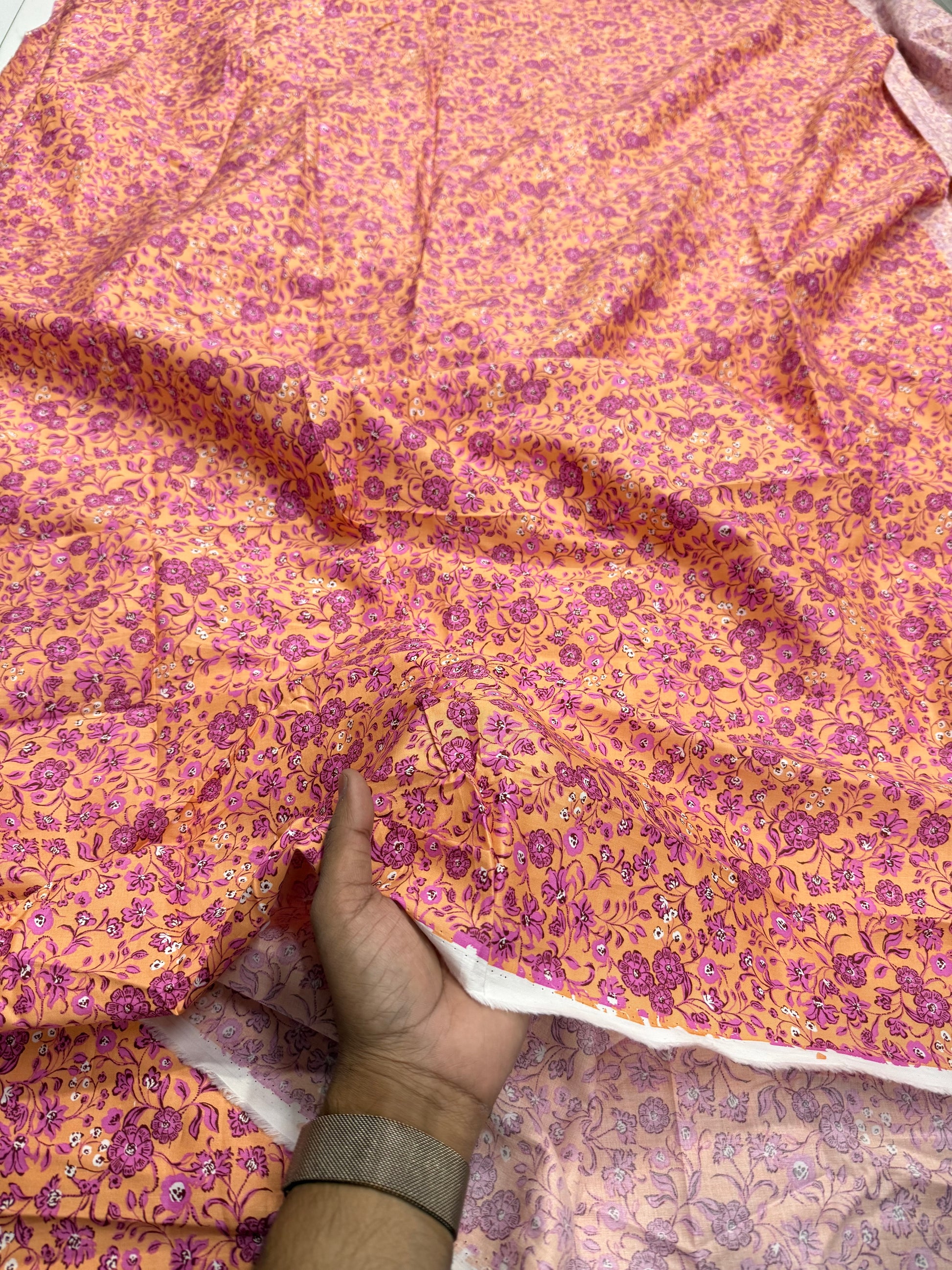 Buy Mul Cotton Yellow Base Jacobean Fabric - MAF 