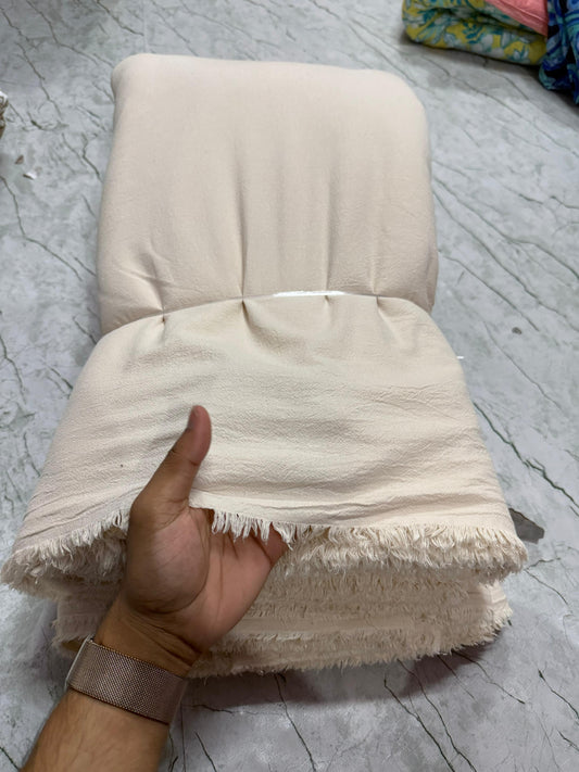 Buy Crimp Cotton Solid Beige Fabric