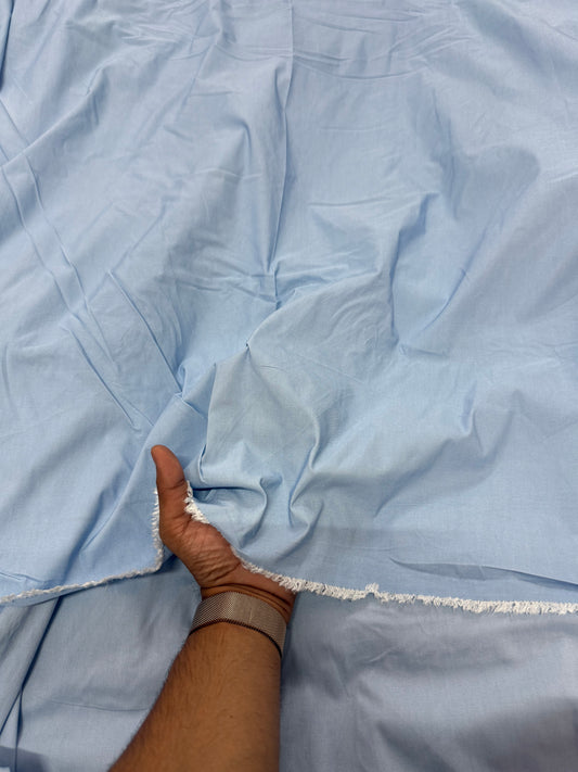 Buy Chambray Lycra Powder Blue Fabric