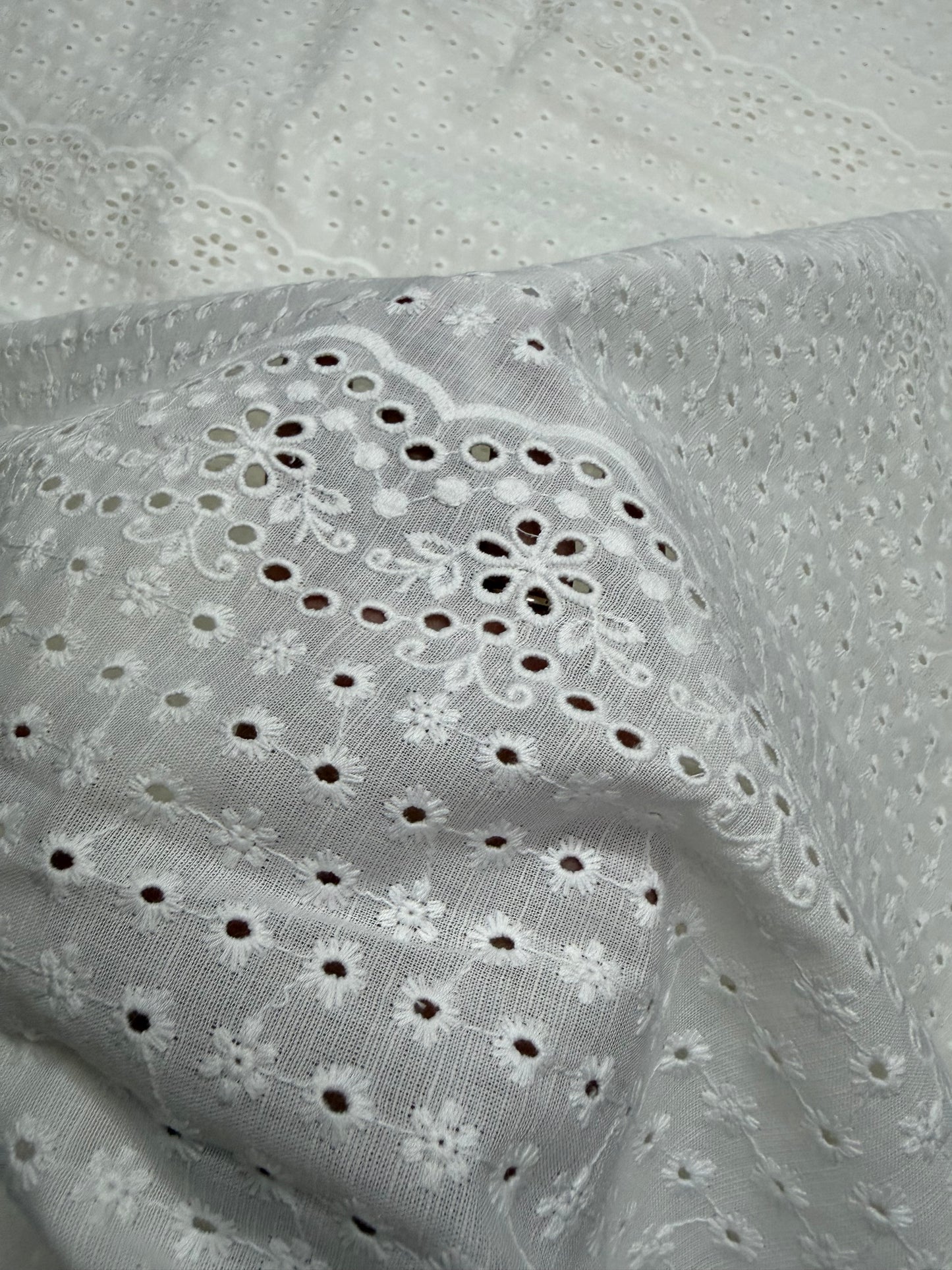 Buy Linen White Hakoba With Border Flowery Cutwork