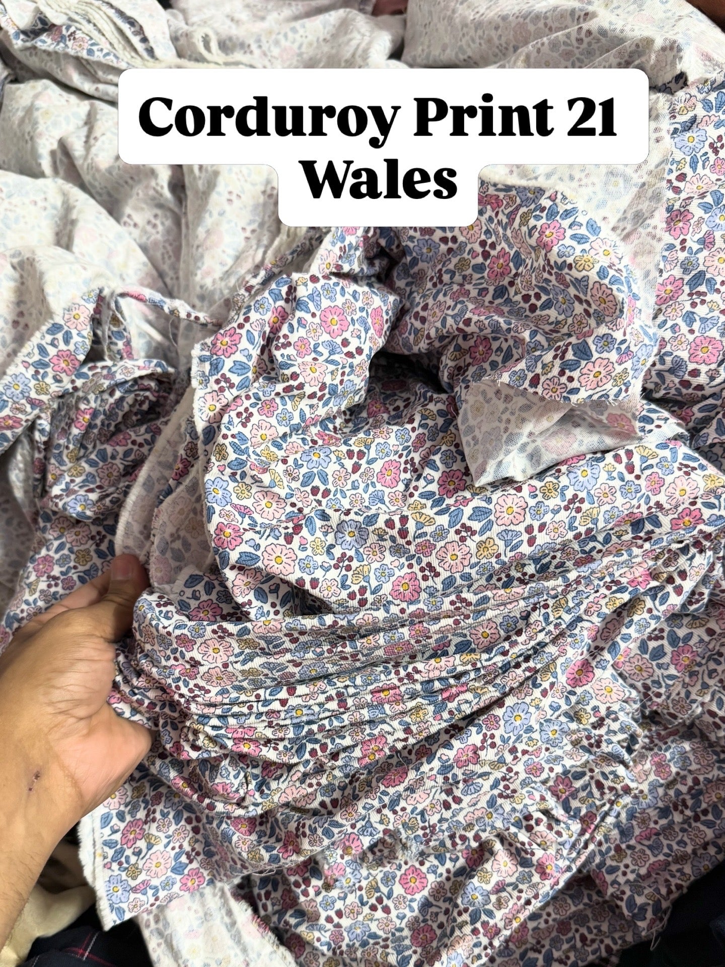 Buy Corduroy White Base Floral Print Fabric
