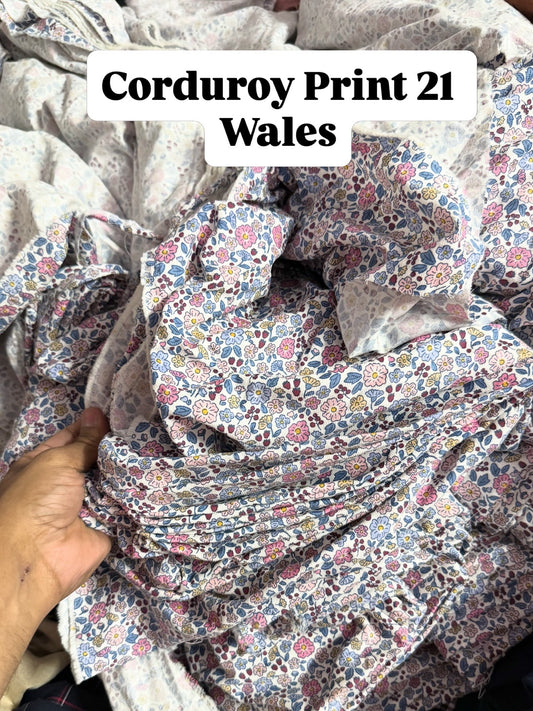 Buy Corduroy White Base Floral Print Fabric