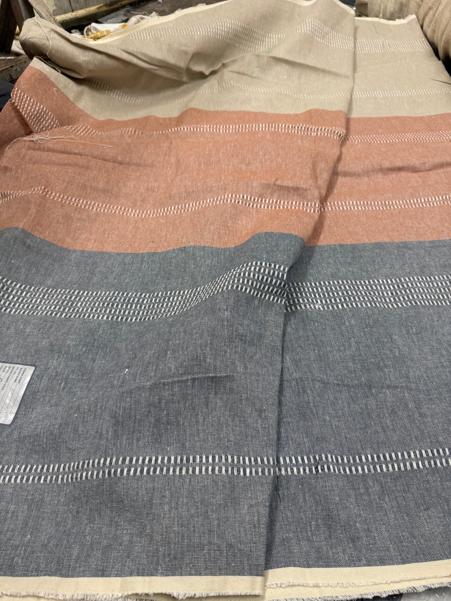 Buy Jute Cotton Linen Triple Panel Colour Fabric